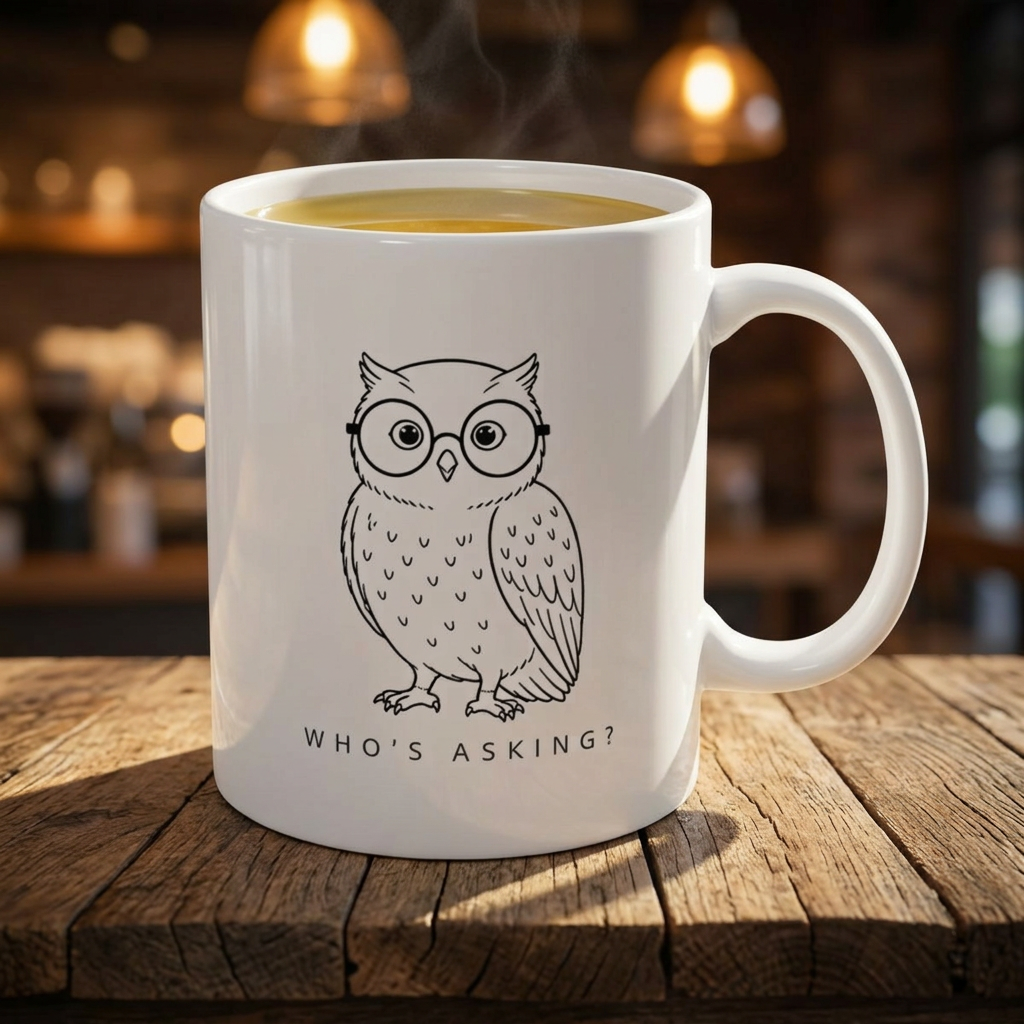 'Who's Asking' - Ceramic Coffee Cup
