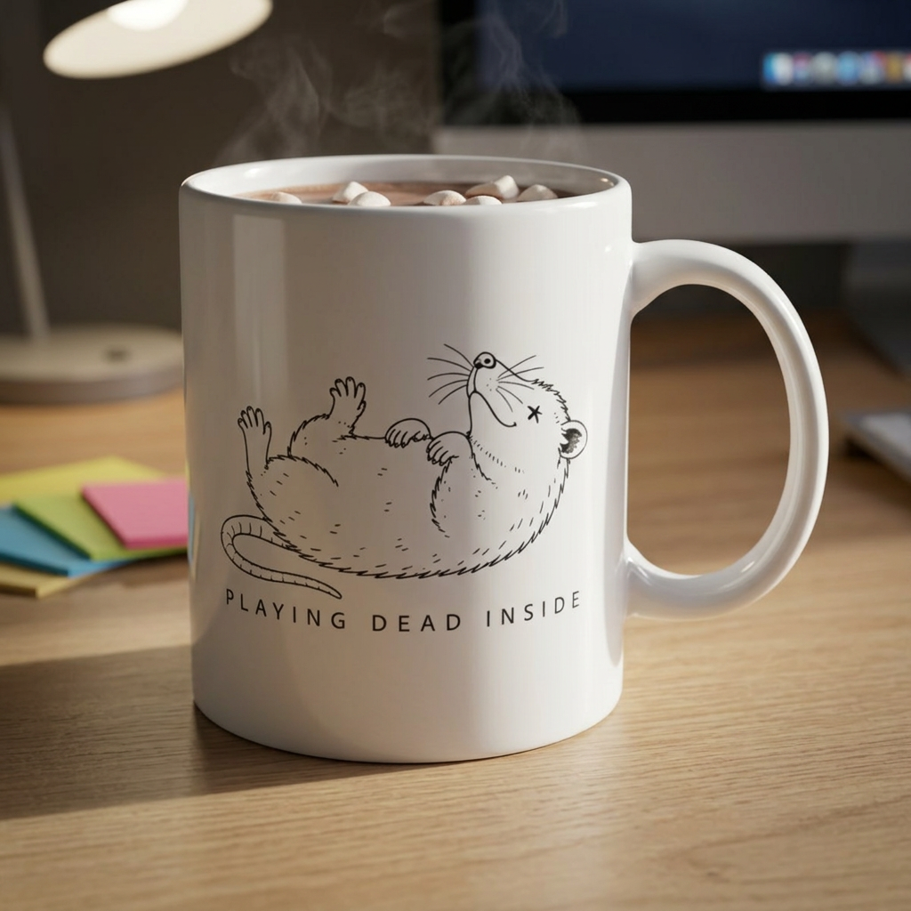 'Playing Dead Inside' - Ceramic Coffee Cup